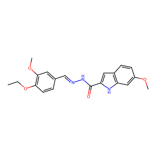 (E)-N'-(4-ethoxy-3-methoxybenzylidene)-6-methoxy-1H-indole-2-carbohydrazide structure