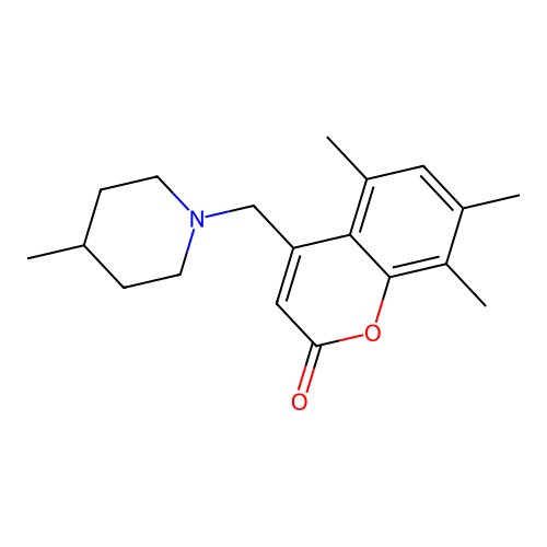 5,7,8-Trimethyl-4-[(4-methylpiperidin-1-yl)methyl]chromen-2-one structure