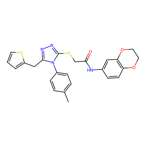 N-(2,3-dihydro-1,4-benzodioxin-6-yl)-2-{[4-(4-methylphenyl)-5-(thiophen-2-ylmethyl)-4H-1,2,4-triazol-3-yl]sulfanyl}acetamide structure