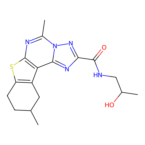 N-(2-hydroxypropyl)-5,10-dimethyl-8,9,10,11-tetrahydro[1]benzothieno[3,2-e][1,2,4]triazolo[1,5-c]pyrimidine-2-carboxamide structure