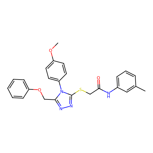 2-[[4-(4-methoxyphenyl)-5-(phenoxymethyl)-1,2,4-triazol-3-yl]sulfanyl]-N-(3-methylphenyl)acetamide structure