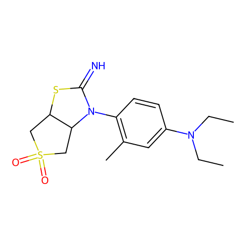 N,N-diethyl-N-[4-(2-imino-5,5-dioxidotetrahydrothieno[3,4-d][1,3]thiazol-3(2H)-yl)-3-methylphenyl]amine structure