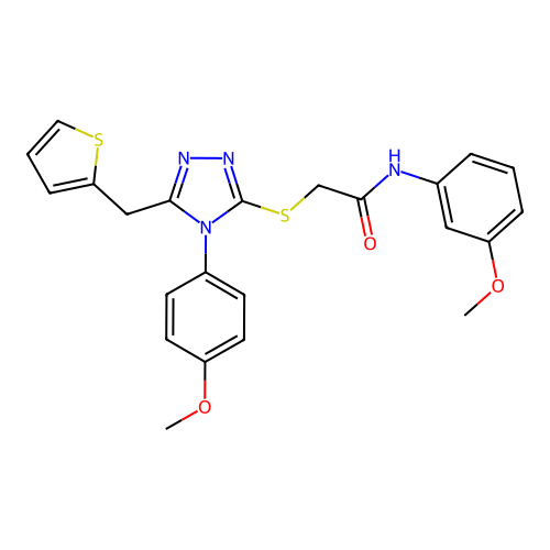 N-(3-methoxyphenyl)-2-{[4-(4-methoxyphenyl)-5-(thiophen-2-ylmethyl)-4H-1,2,4-triazol-3-yl]sulfanyl}acetamide structure