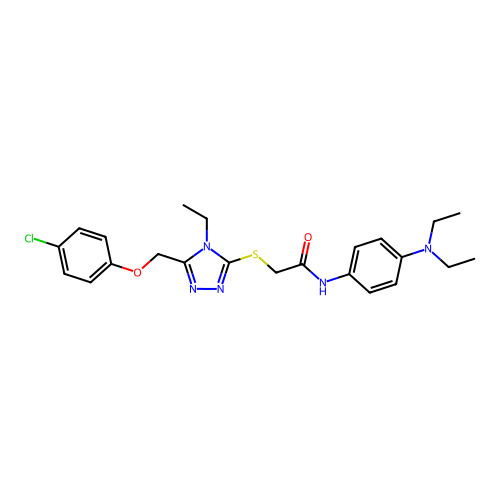 2-((5-((4-chlorophenoxy)methyl)-4-ethyl-4H-1,2,4-triazol-3-yl)thio)-N-(4-(diethylamino)phenyl)acetamide structure