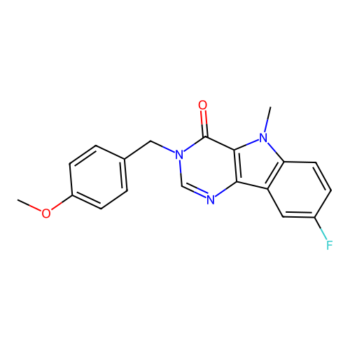 8-Fluoro-3-(4-methoxy-benzyl)-5-methyl-3,5-dihydro-pyrimido[5,4-b]indol-4-one structure