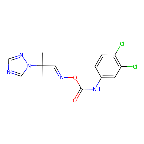 (E)-2-methyl-2-(1H-1,2,4-triazol-1-yl)propanal O-((3,4-dichlorophenyl)carbamoyl) oxime structure