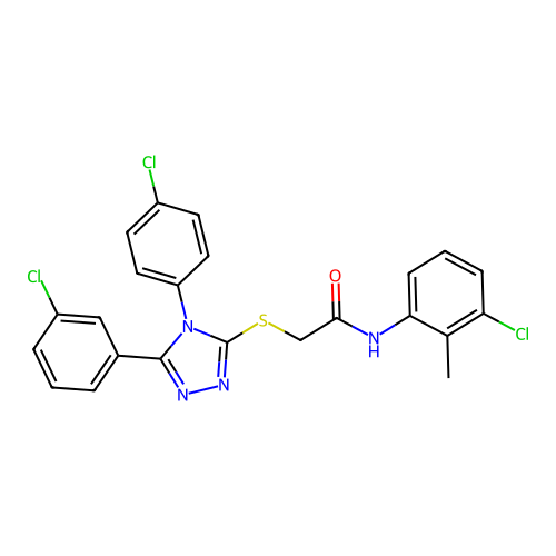 N-(3-chloro-2-methylphenyl)-2-{[5-(3-chlorophenyl)-4-(4-chlorophenyl)-4H-1,2,4-triazol-3-yl]sulfanyl}acetamide structure
