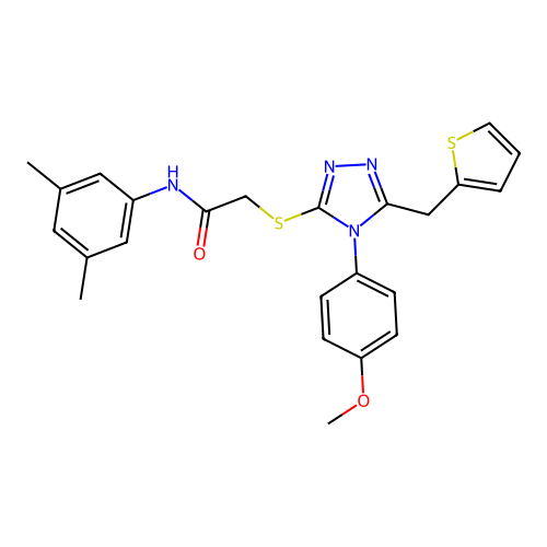 N-(3,5-dimethylphenyl)-2-{[4-(4-methoxyphenyl)-5-(thiophen-2-ylmethyl)-4H-1,2,4-triazol-3-yl]sulfanyl}acetamide structure