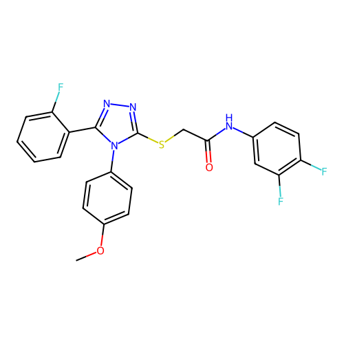 N-(3,4-difluorophenyl)-2-{[5-(2-fluorophenyl)-4-(4-methoxyphenyl)-4H-1,2,4-triazol-3-yl]sulfanyl}acetamide structure