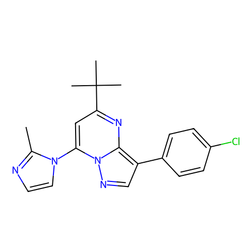5-(tert-butyl)-3-(4-chlorophenyl)-7-(2-methyl-1H-imidazol-1-yl)pyrazolo[1,5-a]pyrimidine structure
