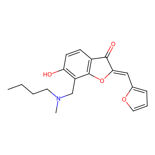 (Z)-7-((butyl(methyl)amino)methyl)-2-(furan-2-ylmethylene)-6-hydroxybenzofuran-3(2H)-one structure