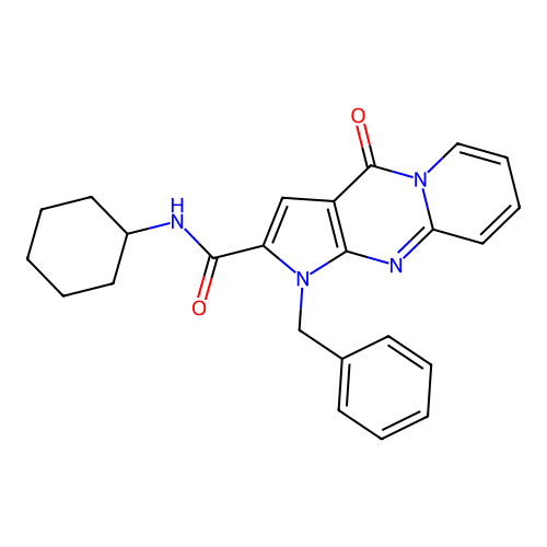 1-benzyl-N-cyclohexyl-4-oxo-1,4-dihydropyrido[1,2-a]pyrrolo[2,3-d]pyrimidine-2-carboxamide structure