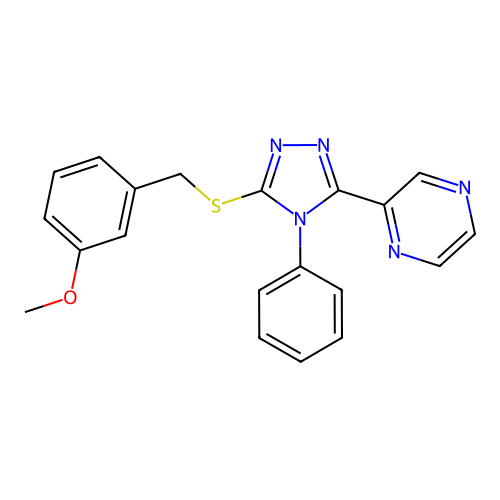 2-{5-[(3-methoxybenzyl)sulfanyl]-4-phenyl-4H-1,2,4-triazol-3-yl}pyrazine structure