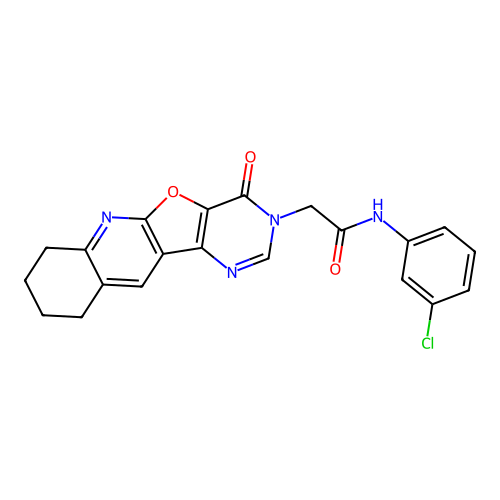 N-(3-chlorophenyl)-2-(4-oxo-7,8,9,10-tetrahydropyrimido[4',5':4,5]furo[2,3-b]quinolin-3(4H)-yl)acetamide structure