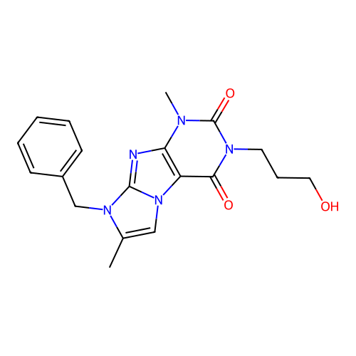 6-Benzyl-2-(3-hydroxypropyl)-4,7-dimethylpurino[7,8-a]imidazole-1,3-dione structure
