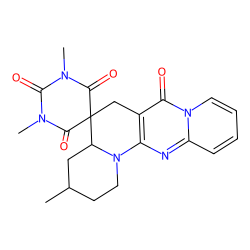 1',3,3'-trimethyl-2,3,4,4a-tetrahydro-1H,1'H-spiro[pyrido[1',2':1,2]pyrimido[5,4-c]quinolizine-5,5'-pyrimidine]-2',4',6',7(3'H,6H)-tetraone structure