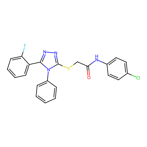 N-(4-chlorophenyl)-2-[[5-(2-fluorophenyl)-4-phenyl-1,2,4-triazol-3-yl]sulfanyl]acetamide structure