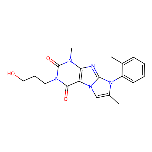 2-(3-hydroxypropyl)-4,7-dimethyl-6-(2-methylphenyl)purino[7,8-a]imidazole-1,3-dione structure