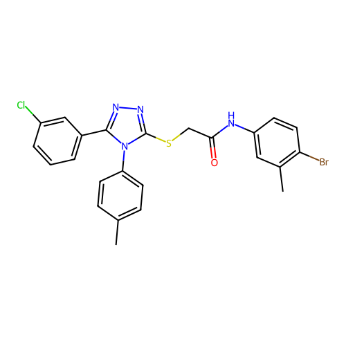 N-(4-bromo-3-methylphenyl)-2-{[5-(3-chlorophenyl)-4-(4-methylphenyl)-4H-1,2,4-triazol-3-yl]sulfanyl}acetamide structure
