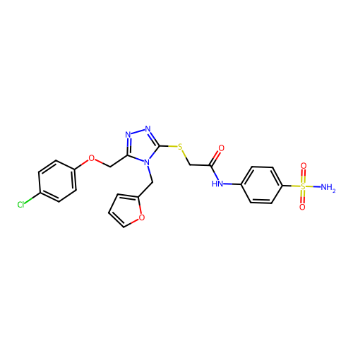 2-((5-((4-chlorophenoxy)methyl)-4-(furan-2-ylmethyl)-4H-1,2,4-triazol-3-yl)thio)-N-(4-sulfamoylphenyl)acetamide structure