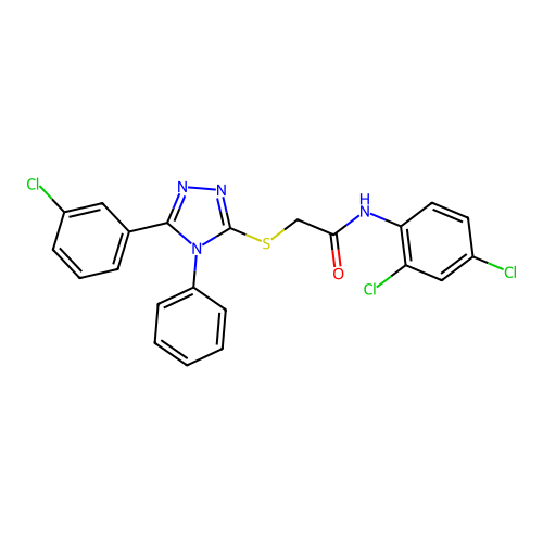 2-[[5-(3-chlorophenyl)-4-phenyl-1,2,4-triazol-3-yl]sulfanyl]-N-(2,4-dichlorophenyl)acetamide structure