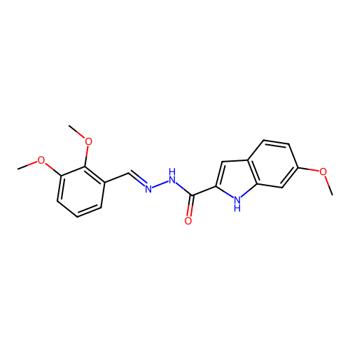 N'-[(E)-(2,3-dimethoxyphenyl)methylidene]-6-methoxy-1H-indole-2-carbohydrazide structure