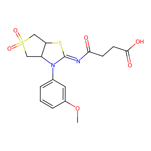 4-{[(2Z)-3-(3-methoxyphenyl)-5,5-dioxidotetrahydrothieno[3,4-d][1,3]thiazol-2(3H)-ylidene]amino}-4-oxobutanoic acid structure