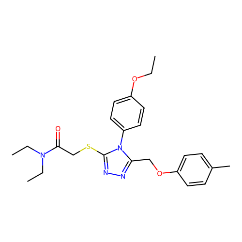 2-((4-(4-ethoxyphenyl)-5-((p-tolyloxy)methyl)-4H-1,2,4-triazol-3-yl)thio)-N,N-diethylacetamide structure
