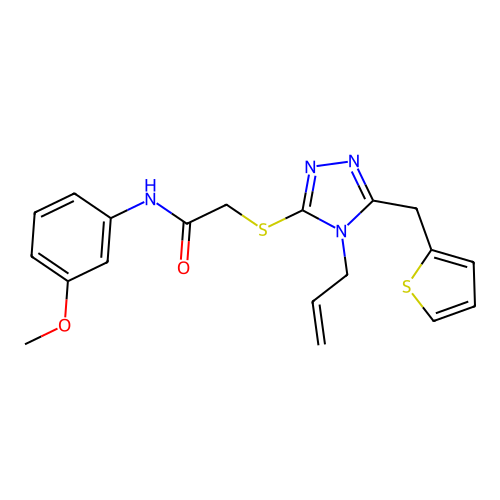 N-(3-methoxyphenyl)-2-{[4-(prop-2-en-1-yl)-5-(thiophen-2-ylmethyl)-4H-1,2,4-triazol-3-yl]sulfanyl}acetamide structure