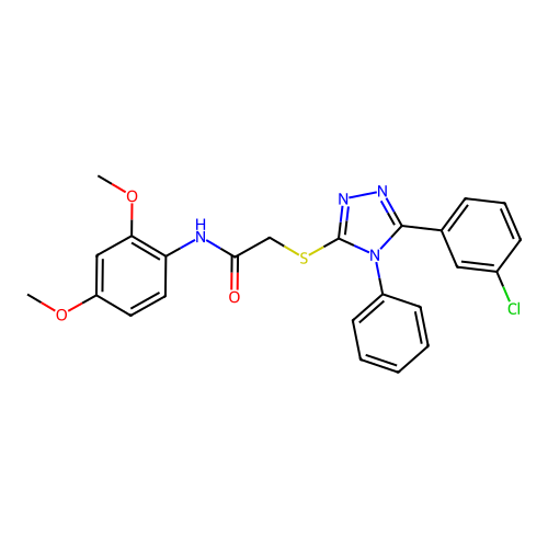 2-[[5-(3-chlorophenyl)-4-phenyl-1,2,4-triazol-3-yl]sulfanyl]-N-(2,4-dimethoxyphenyl)acetamide structure