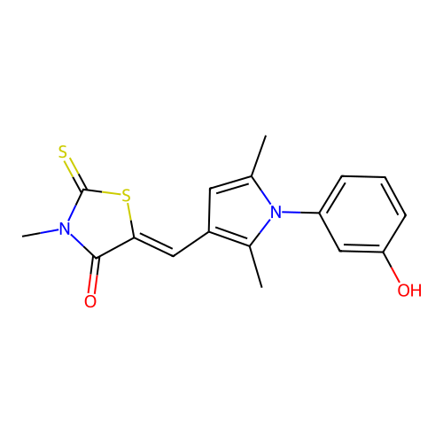 (5Z)-5-[[1-(3-hydroxyphenyl)-2,5-dimethylpyrrol-3-yl]methylidene]-3-methyl-2-sulfanylidene-1,3-thiazolidin-4-one structure
