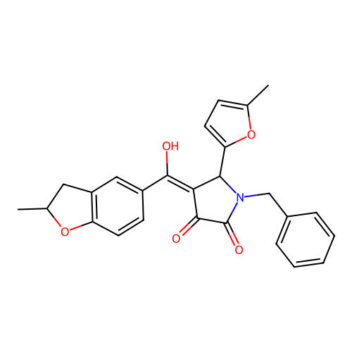 (4E)-1-benzyl-4-[hydroxy(2-methyl-2,3-dihydro-1-benzofuran-5-yl)methylidene]-5-(5-methylfuran-2-yl)pyrrolidine-2,3-dione structure