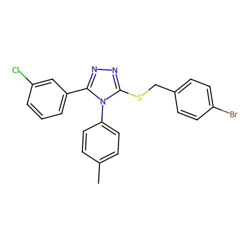 3-[(4-bromophenyl)methylsulfanyl]-5-(3-chlorophenyl)-4-(4-methylphenyl)-1,2,4-triazole structure