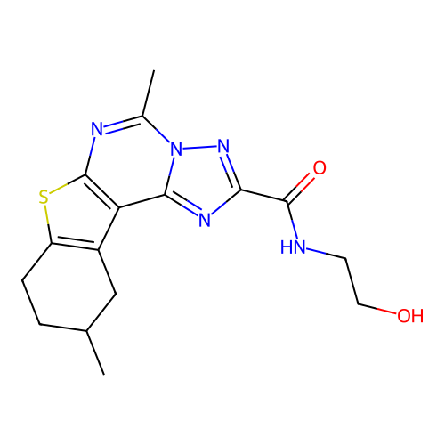 N-(2-hydroxyethyl)-5,10-dimethyl-8,9,10,11-tetrahydro[1]benzothieno[3,2-e][1,2,4]triazolo[1,5-c]pyrimidine-2-carboxamide structure