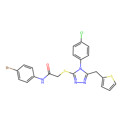 N-(4-bromophenyl)-2-{[4-(4-chlorophenyl)-5-(thiophen-2-ylmethyl)-4H-1,2,4-triazol-3-yl]sulfanyl}acetamide structure