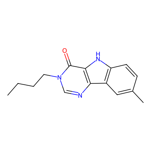 3-butyl-8-methyl-3,5-dihydro-4H-pyrimido[5,4-b]indol-4-one structure