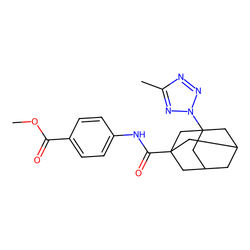 methyl 4-({[3-(5-methyl-2H-tetrazol-2-yl)tricyclo[3.3.1.1~3,7~]dec-1-yl]carbonyl}amino)benzoate structure