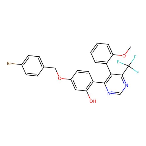 5-((4-bromobenzyl)oxy)-2-(5-(2-methoxyphenyl)-6-(trifluoromethyl)pyrimidin-4-yl)phenol structure