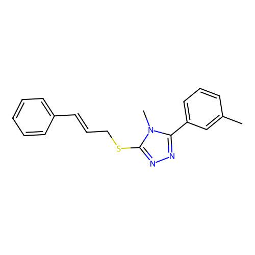 3-(cinnamylthio)-4-methyl-5-(m-tolyl)-4H-1,2,4-triazole structure