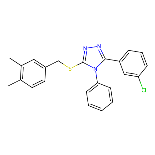 3-[(3,4-Dimethylphenyl)methylthio]-5-(3-chlorophenyl)-4-phenyl-1,2,4-triazole structure