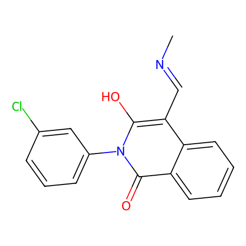 (E)-2-(3-chlorophenyl)-4-((methylamino)methylene)isoquinoline-1,3(2H,4H)-dione structure