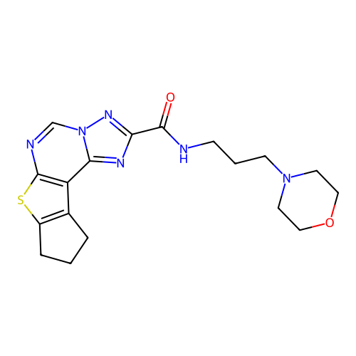 N-(3-morpholinopropyl)-9,10-dihydro-8H-cyclopenta[4,5]thieno[3,2-e][1,2,4]triazolo[1,5-c]pyrimidine-2-carboxamide structure