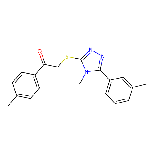 2-((4-methyl-5-(m-tolyl)-4H-1,2,4-triazol-3-yl)thio)-1-(p-tolyl)ethanone structure