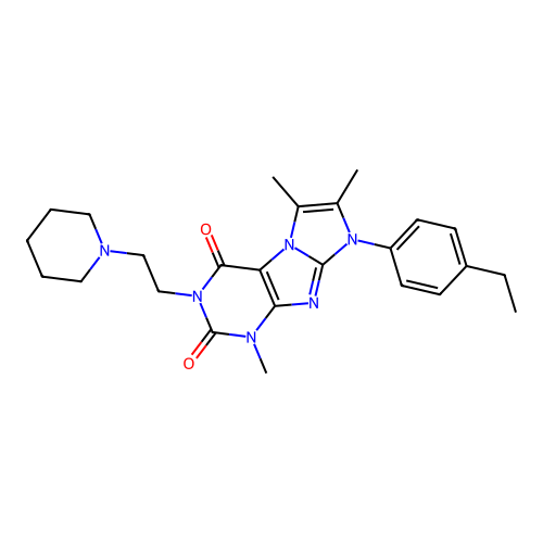8-(4-ethylphenyl)-1,6,7-trimethyl-3-(2-(piperidin-1-yl)ethyl)-1H-imidazo[2,1-f]purine-2,4(3H,8H)-dione structure