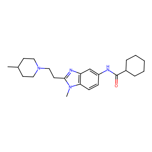 N-[1-methyl-2-[2-(4-methyl-1-piperidyl)ethyl]benzoimidazol-5-yl]cyclohexanecarboxamide structure