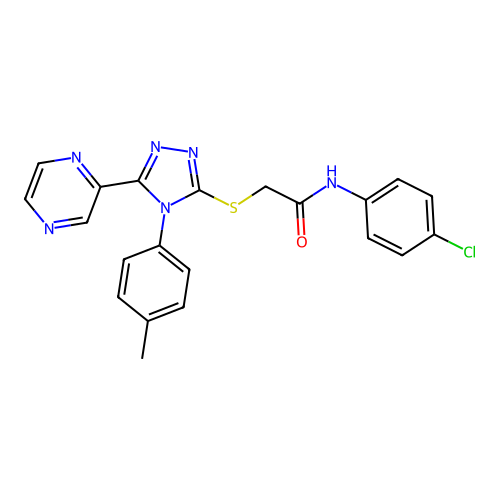 N-(4-chlorophenyl)-2-[[4-(4-methylphenyl)-5-pyrazin-2-yl-1,2,4-triazol-3-yl]sulfanyl]acetamide structure