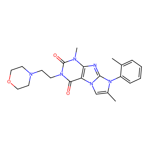1,7-dimethyl-3-(2-morpholinoethyl)-8-(o-tolyl)-1H-imidazo[2,1-f]purine-2,4(3H,8H)-dione structure