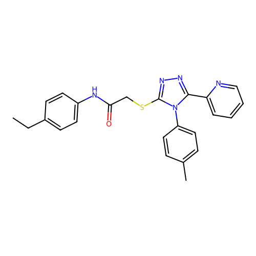 N-(4-ethylphenyl)-2-[[4-(4-methylphenyl)-5-pyridin-2-yl-1,2,4-triazol-3-yl]sulfanyl]acetamide structure