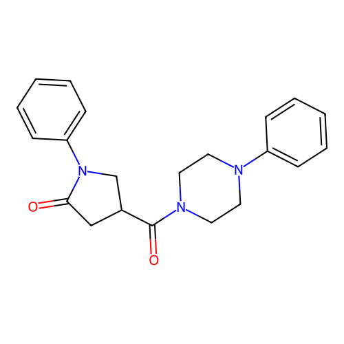 1-Phenyl-4-(4-phenylpiperazine-1-carbonyl)pyrrolidin-2-one structure