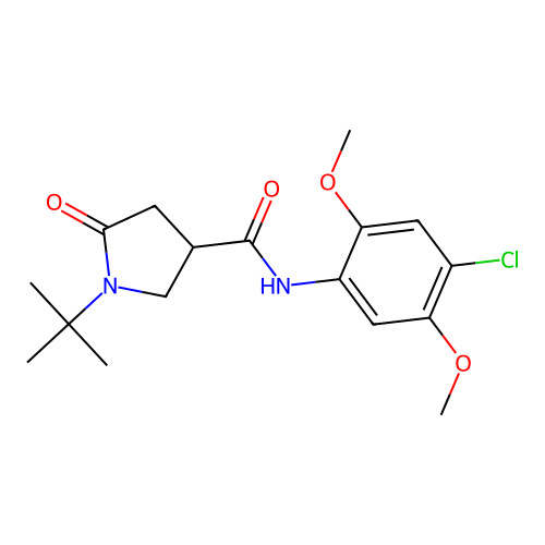 1-tert-butyl-N-(4-chloro-2,5-dimethoxyphenyl)-5-oxopyrrolidine-3-carboxamide structure